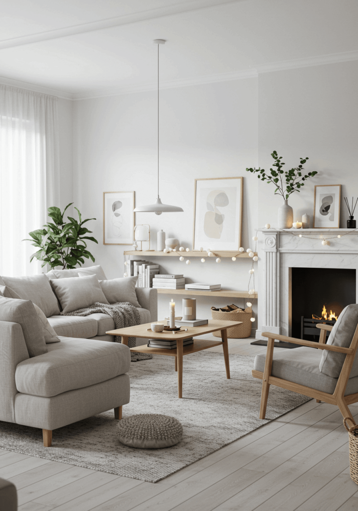 A Nordic-inspired minimalistic yet warm living room