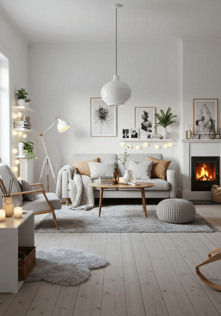 A Scandinavian-style cosy living room