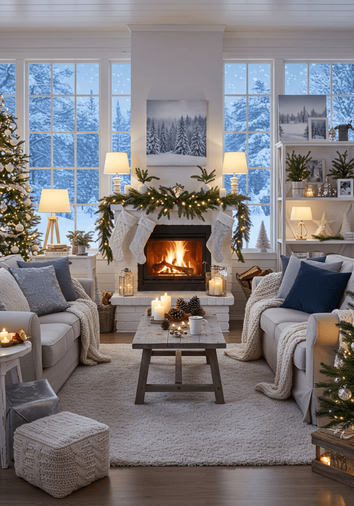 A dreamy winter wonderland living room