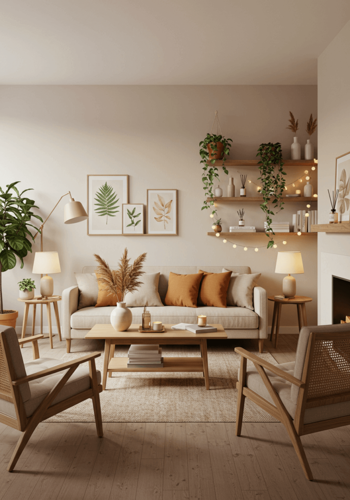 A warm and inviting nature-inspired living room