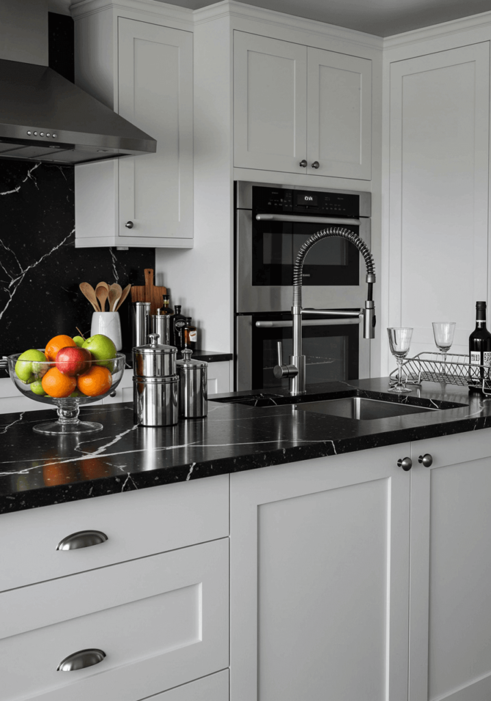 Black & White Counter with Fruit Bowl