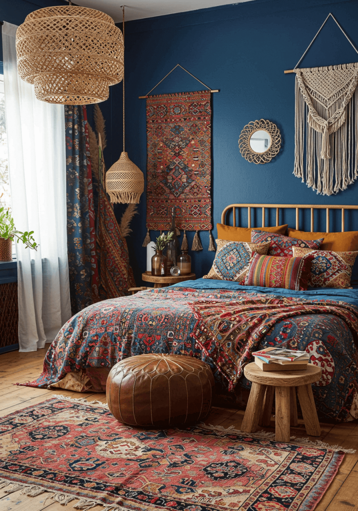 Bohemian Moody Blue Bedroom Aesthetic