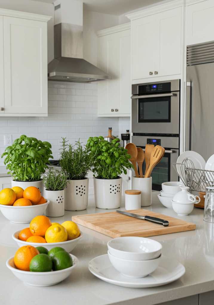 Bright Counter with Citrus Fruit Bowls