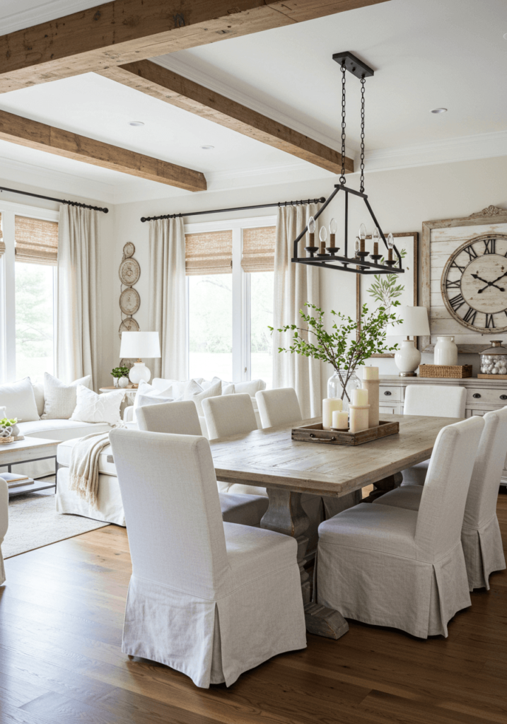 Bright and Airy Modern Farmhouse Living Dining Combo