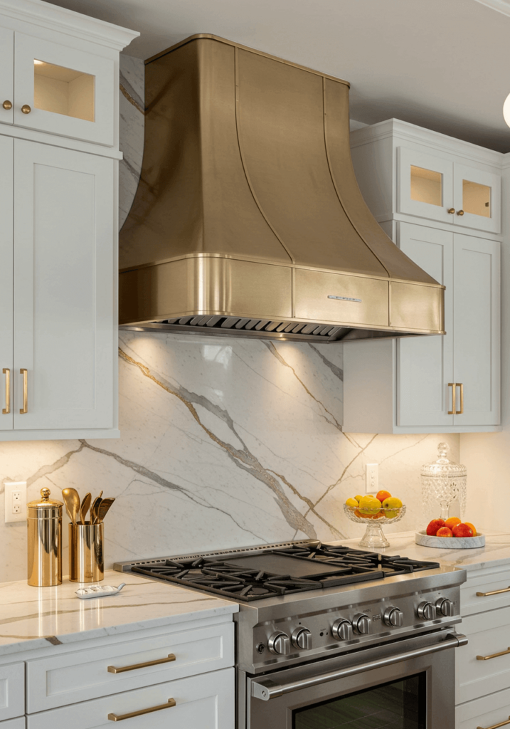 Chic Kitchen Hood with Metallic Champagne Finish