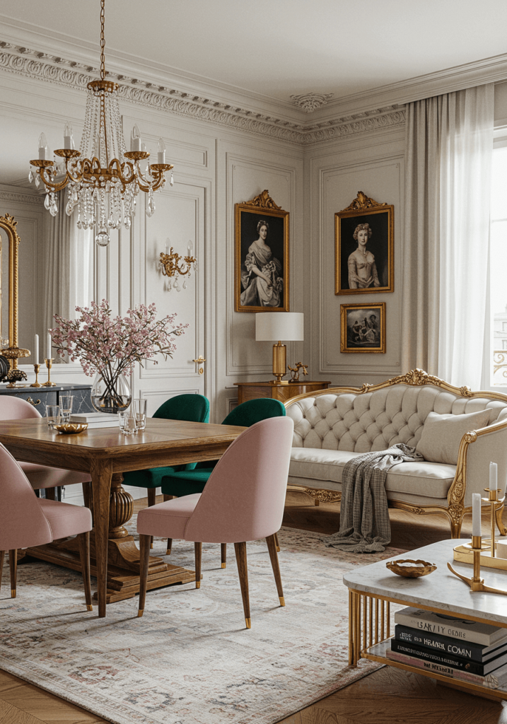 Chic Parisian-Style Living Dining Area