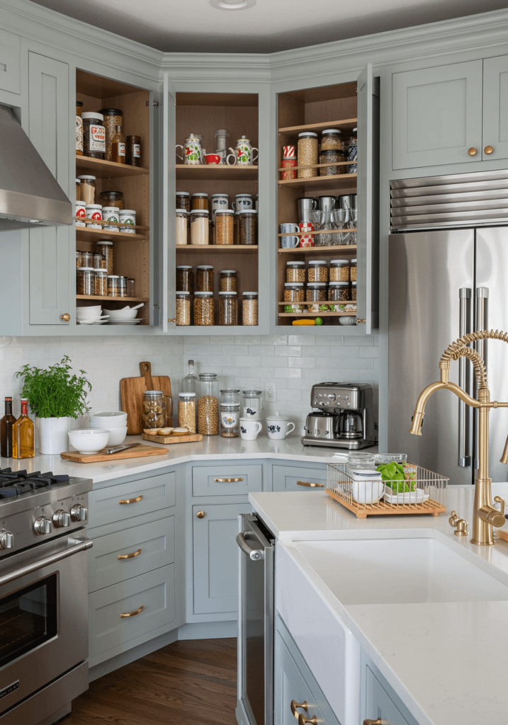 Color-Coordinated Pantry Cabinets