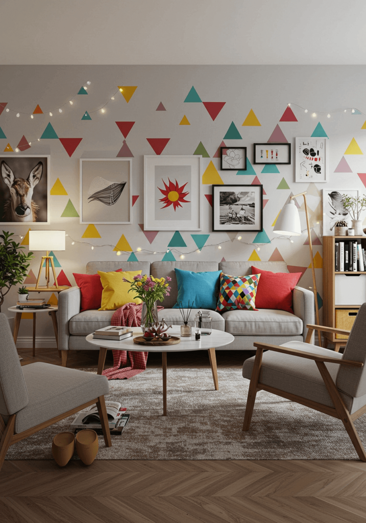 Colorful geometric wall decals