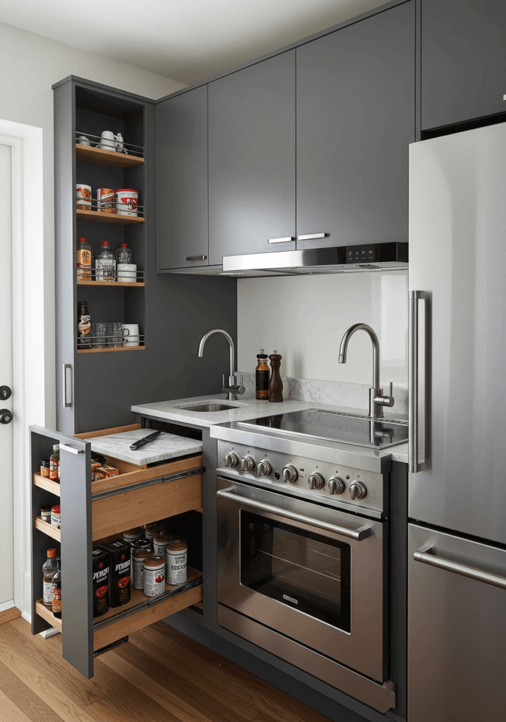 Compact Kitchen Cabinets with Space-Saving Features