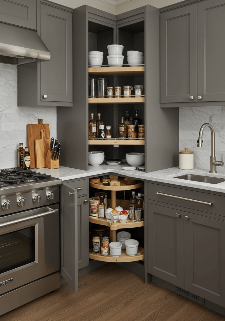 Corner Cabinet with Lazy Susan Shelf