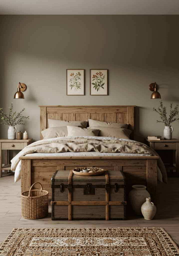 Earth-Toned Vintage Bedroom