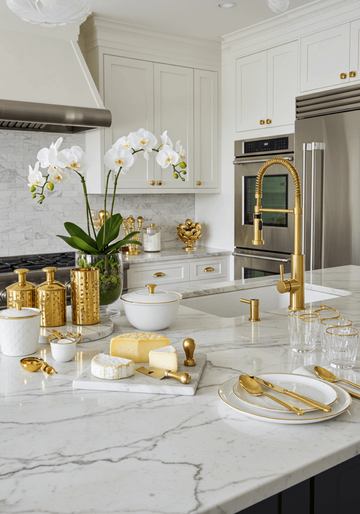 Elegant Counter with Gold Accents