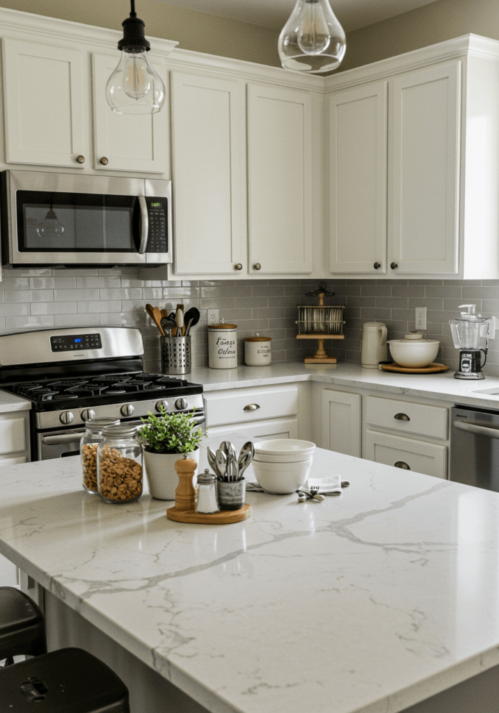 Farmhouse Counter with Mason Jars