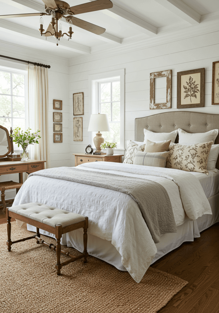 Farmhouse White Shiplap Accent Wall