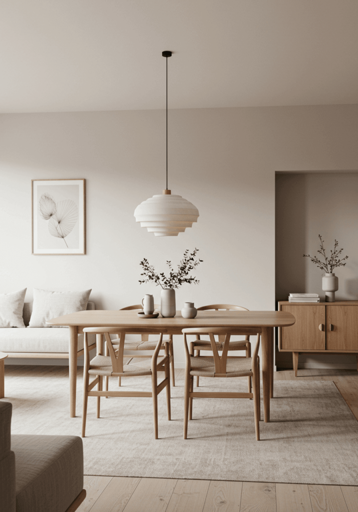 Japandi-Style Minimalist Living Dining Space