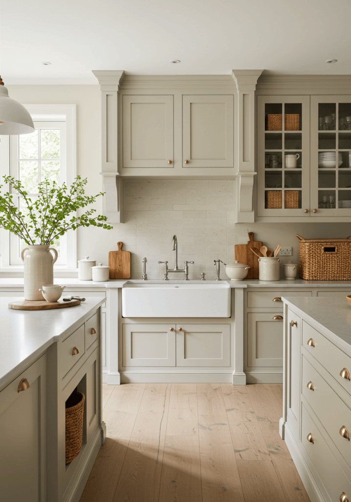 Luxurious Kitchen with Cream Walls and Oak Flooring