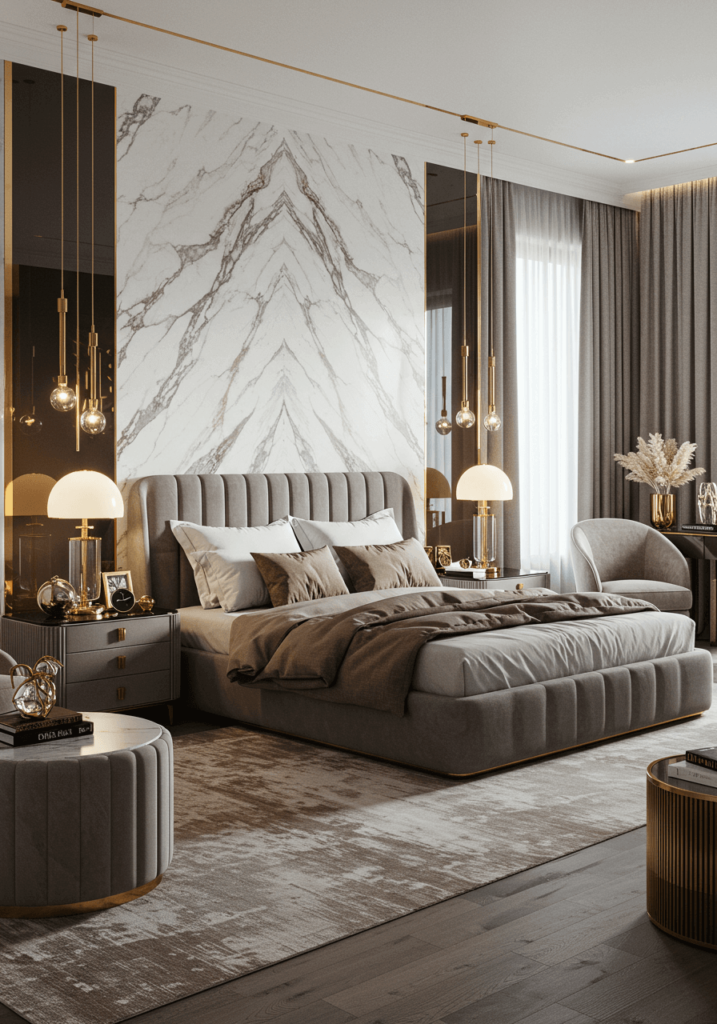 Marble Patterned Accent Wall Luxury