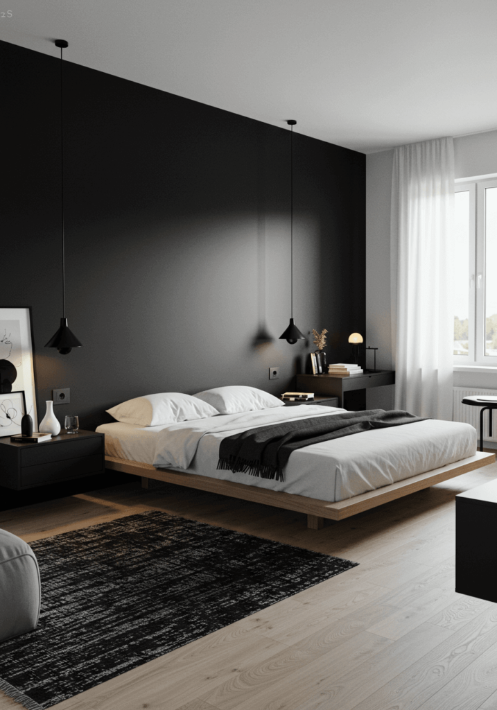 Matte Black Minimalist Accent Wall