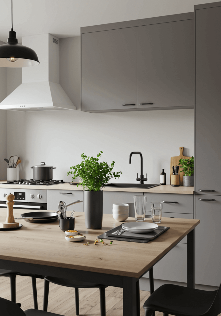 Minimalist Counter with Herb Vase