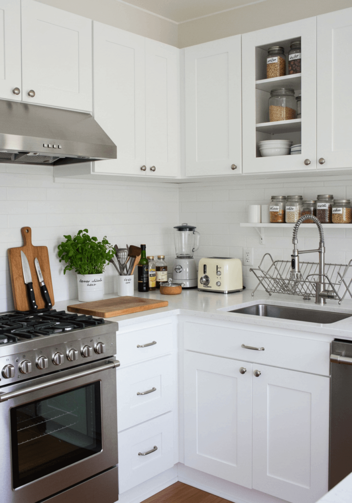 Minimalist Kitchen Cabinets with Glass Jars