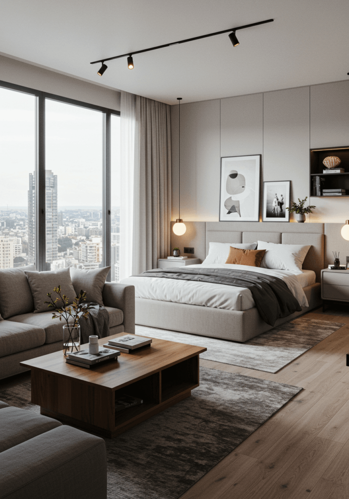 Minimalist Luxury Bedroom with City Views