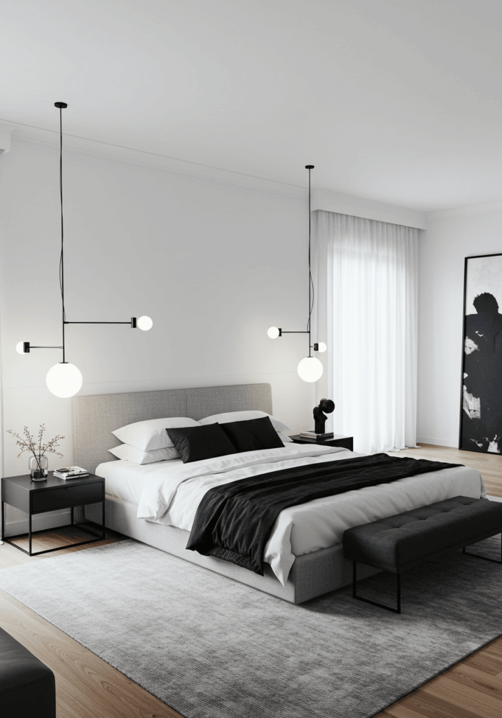 Minimalist Luxury Bedroom with Monochrome Decor