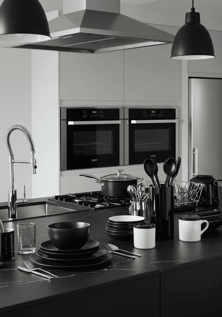 Modern Counter with Metallic Accents