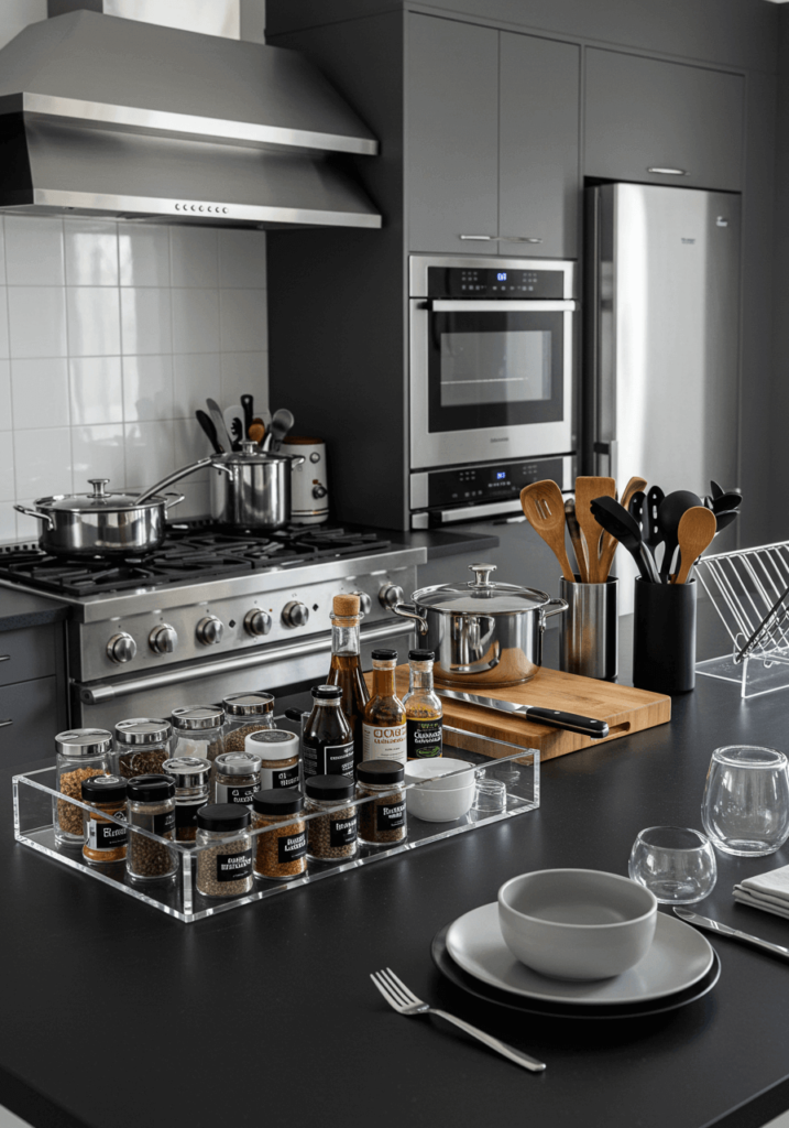 Modern Counter with Sleek Trays