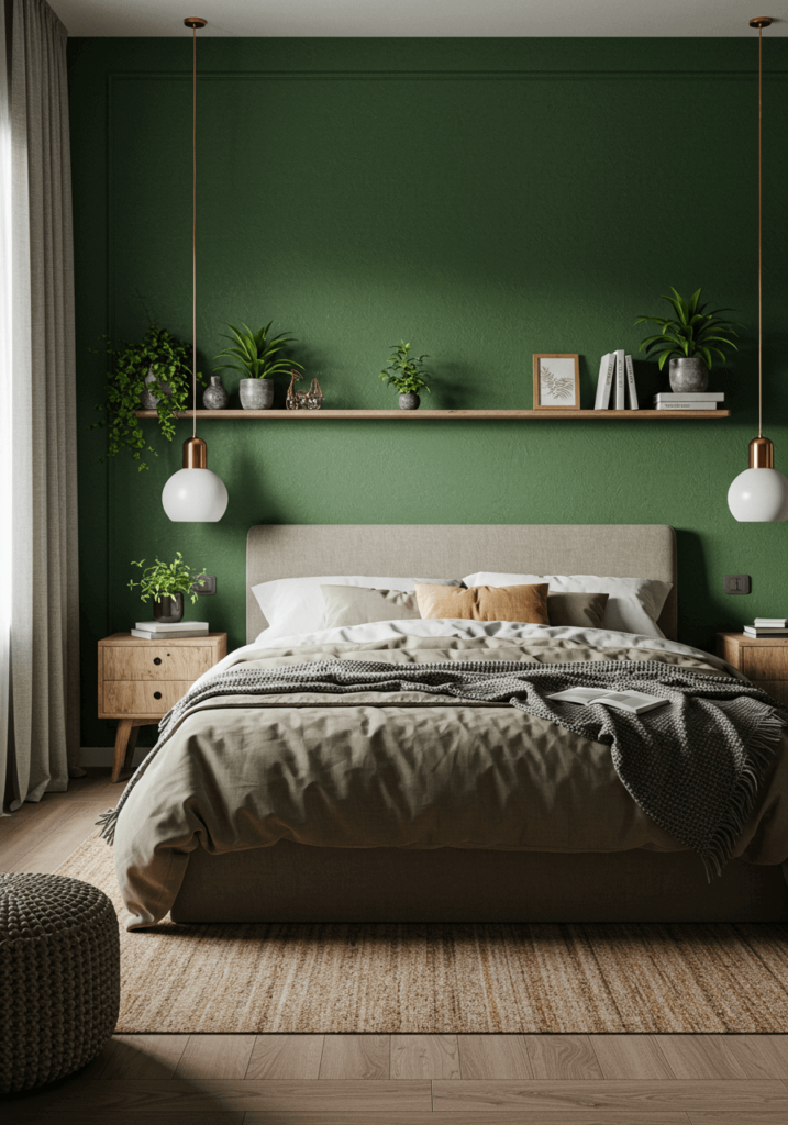 Moss Green Nature-Inspired Accent Wall