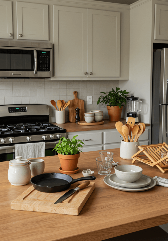 Nature-Inspired Counter with Wood Decor