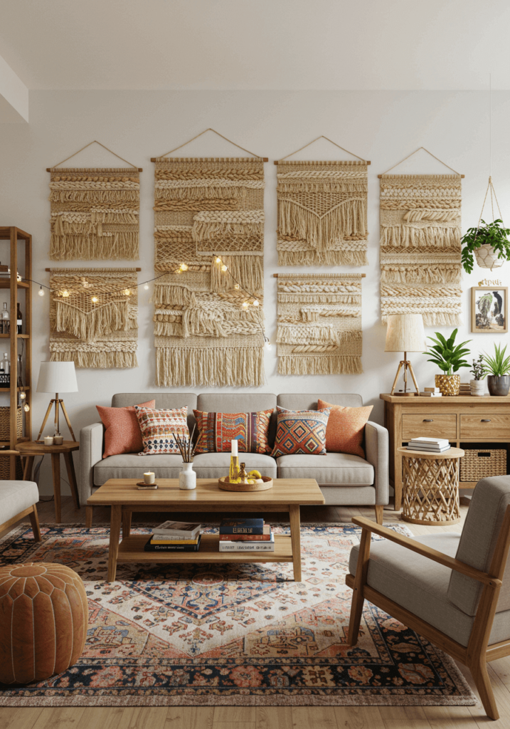 Oversized woven tapestries for a bohemian vibe