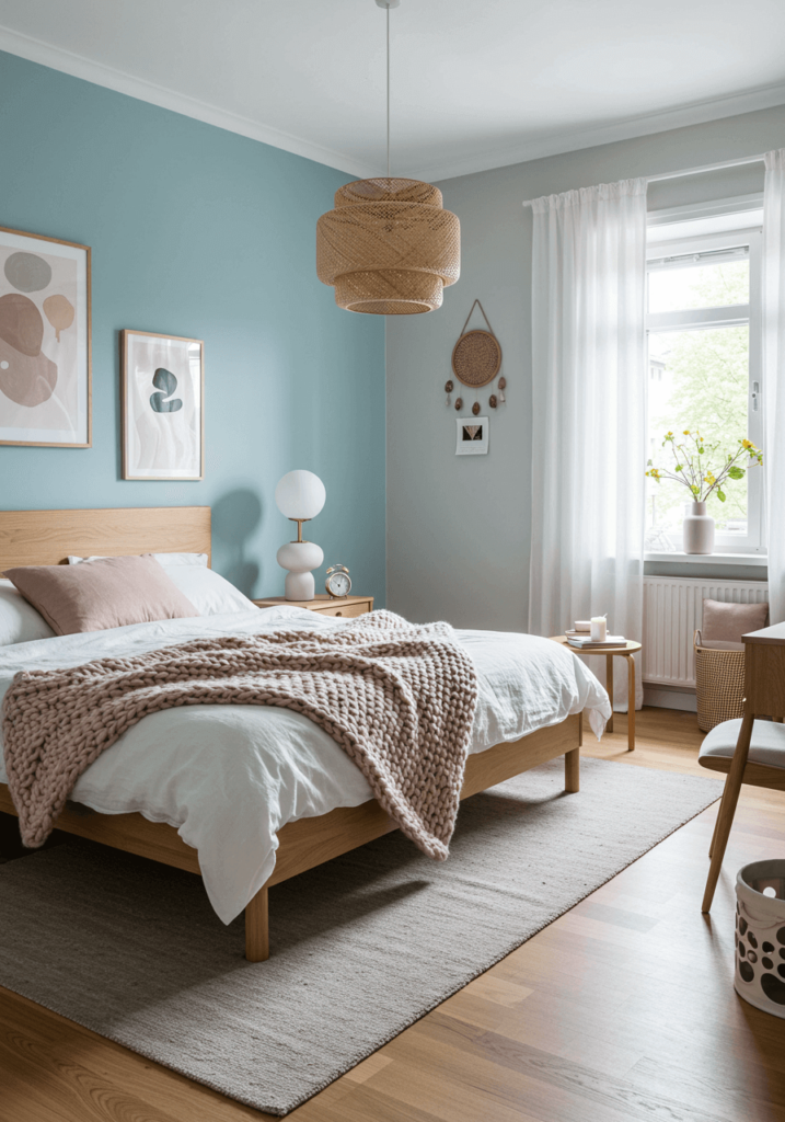 Pastel Blue Scandinavian Accent Wall