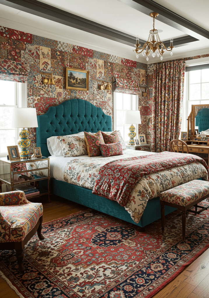 Patchwork Wallpaper Accent Wall Eclectic