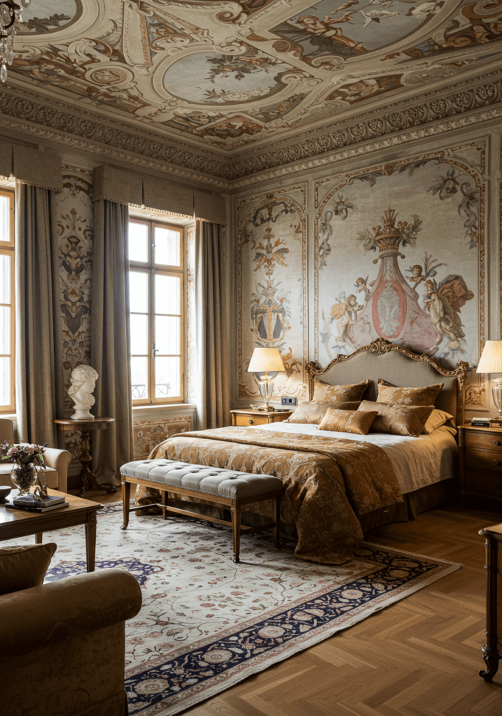 Renaissance-Inspired Bedroom with Fresco Ceilings