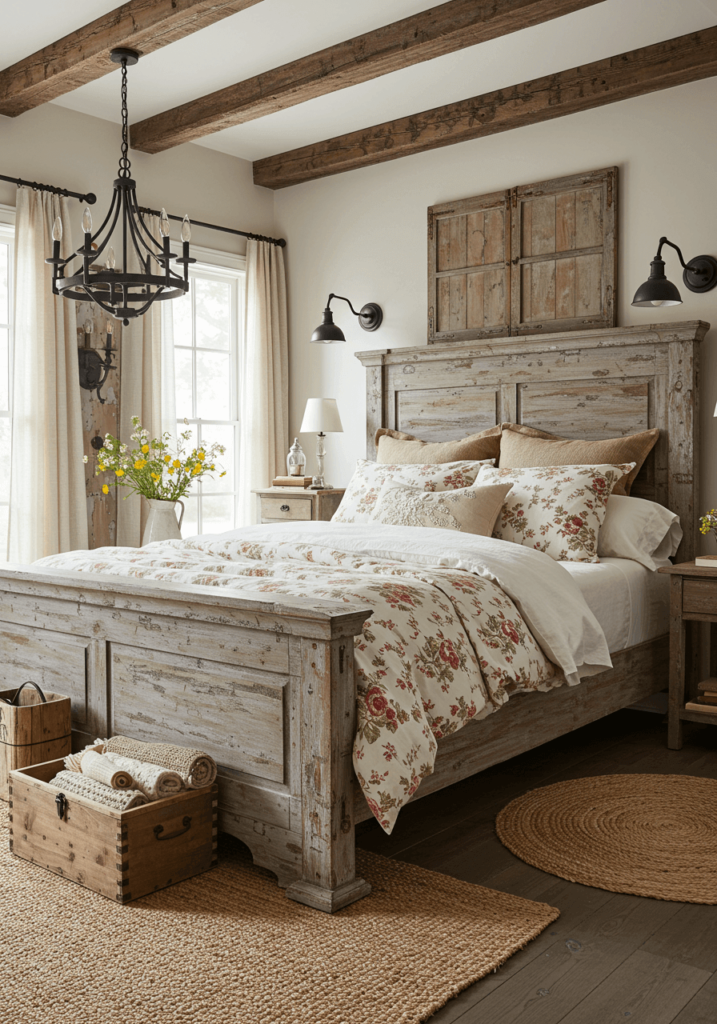 Rustic Bedroom with Vintage Lighting