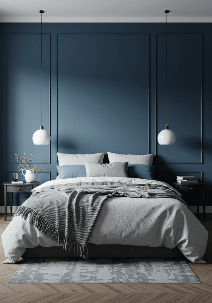 Scandinavian-Inspired Slate Blue Bedroom