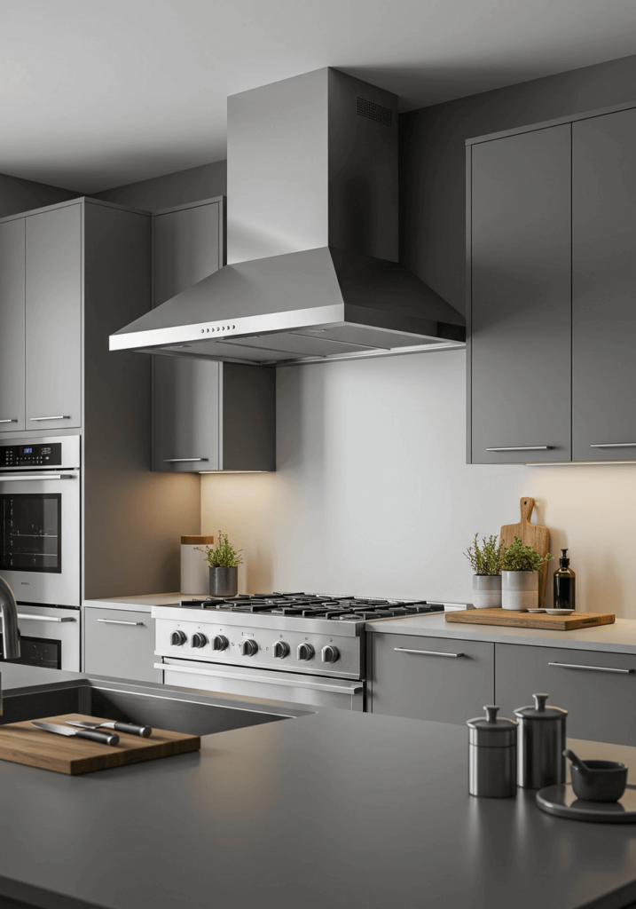 Sleek Stainless Steel Kitchen Hood Design with Minimalist Touch