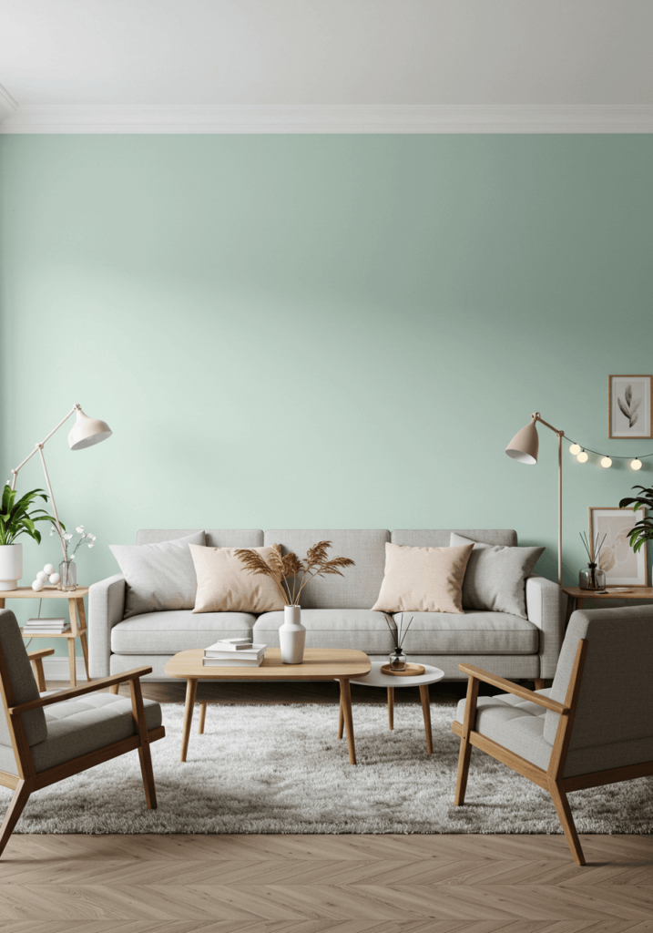 Soft pastel-painted wall for subtle design