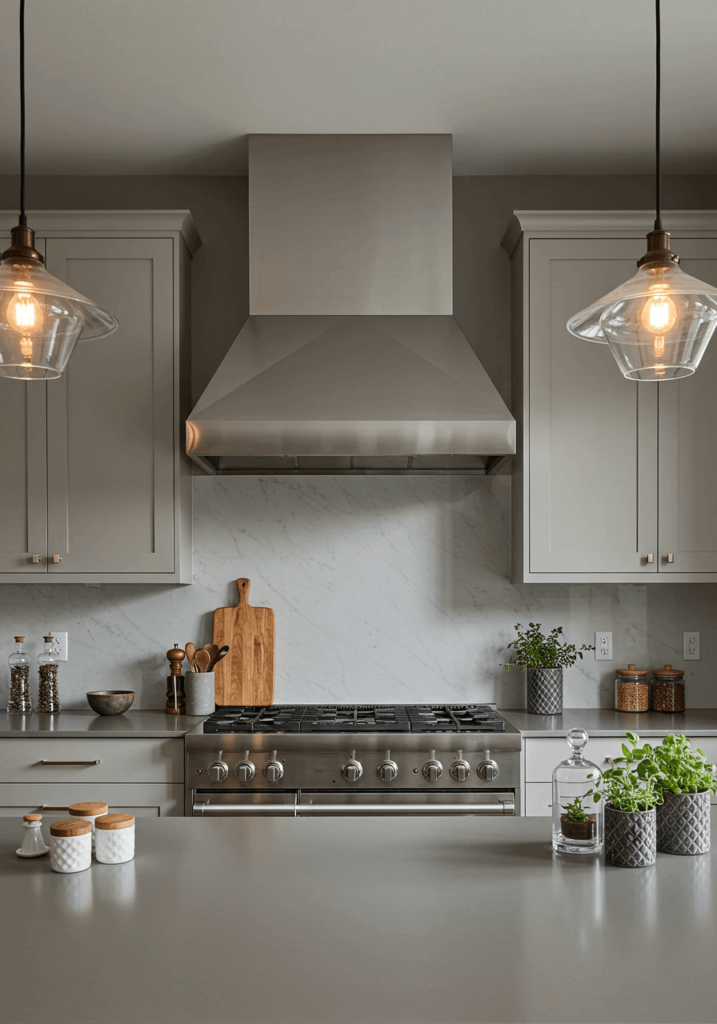 Statement Kitchen Hood with Sculptural Geometric Design