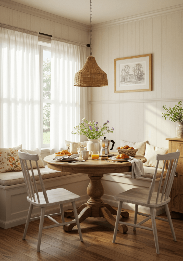 Sunlit Dining Nook with Café-Style Curtains