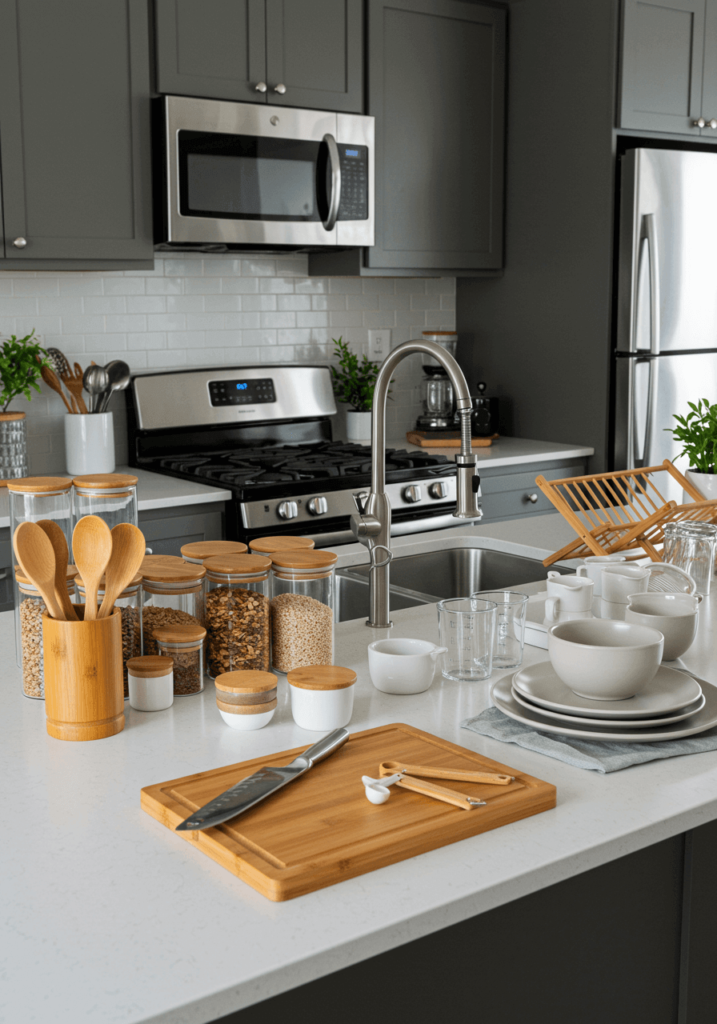 Sustainable Counter with Glass Jars