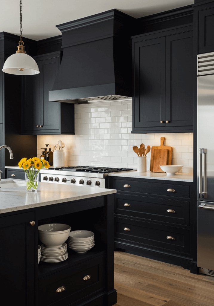 Timeless Dark Kitchen with Classic Black Wood Cabinets