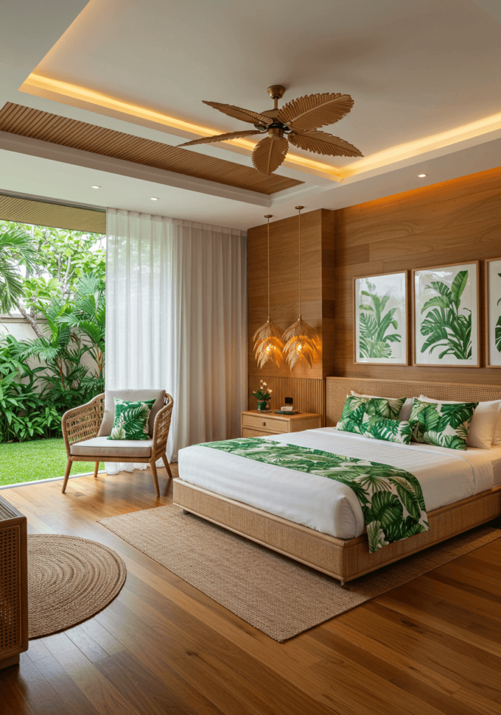 Tropical Luxury Bedroom with Greenery & Open Design