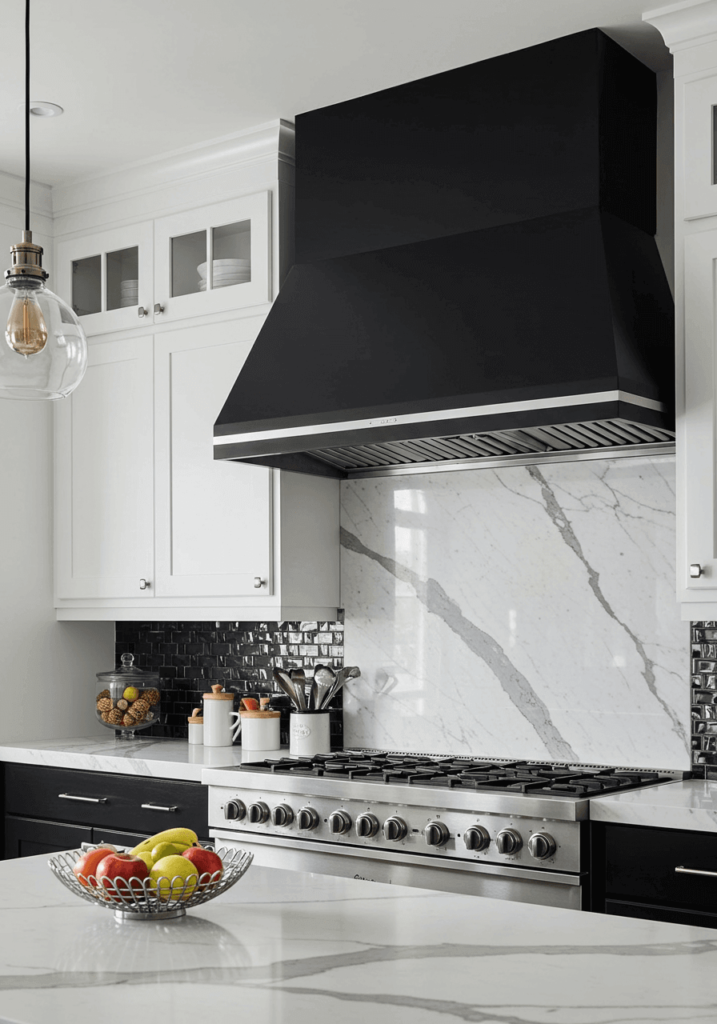 Two-Tone Kitchen Hood with Contrasting Colors for a Trendy Look