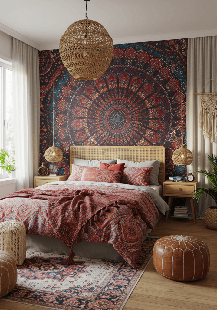 Vibrant Mandala Wallpaper Accent Wall