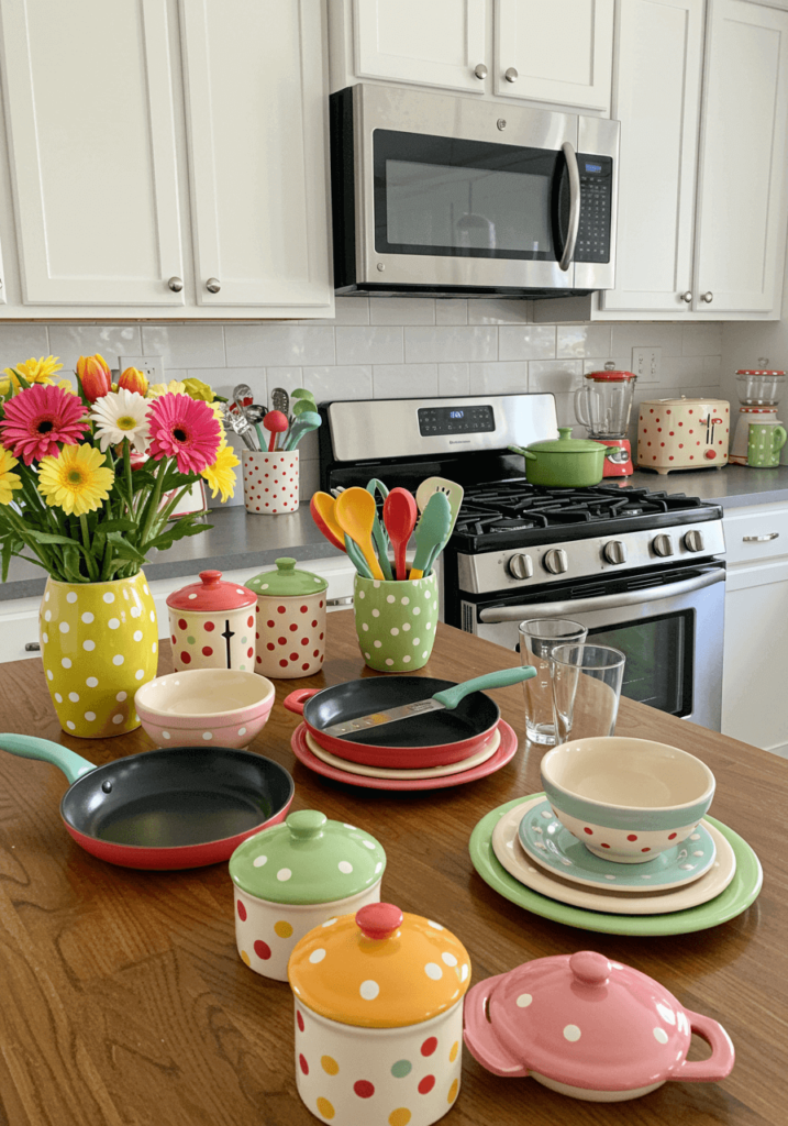 Whimsical Counter with Bright Flowers